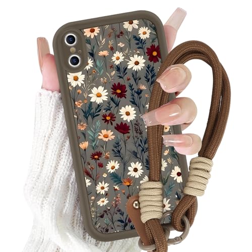 Yirlbey Handykette Handyhülle für iPhone X/iPhone XS Hülle mit Armband 5,8", Schnur Schutzhülle mit Aesthetic Blumen Flower Muster mit Kordel zum Umhängen Cover, Stoßfest Silikon Case für iPhone XS Yirlbey Handykette Handyhülle für iPhone X/iPhone XS Hülle mit Armband 5,8", Schnur Schutzhülle mit Aesthetic Blumen Flower Muster mit Kordel zum Umhängen Cover, Stoßfest Silikon Case für iPhone XS von Yirlbey