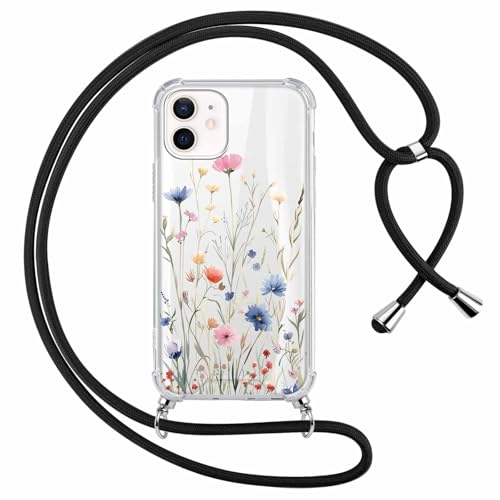 Yirlbey Handykette für iPhone 12 Pro / 12 6,1 Hülle mit Band 6,1'', Wildblumen Motiv Aesthetic Muster Design Schutzhülle Necklace Handyhülle für zum Umhängen Stoßfest PC Transparent Clear Case, Blumen Yirlbey Handykette für iPhone 12 Pro / 12 6,1 Hülle mit Band 6,1'', Wildblumen Motiv Aesthetic Muster Design Schutzhülle Necklace Handyhülle für zum Umhängen Stoßfest PC Transparent Clear Case, Blumen von Yirlbey