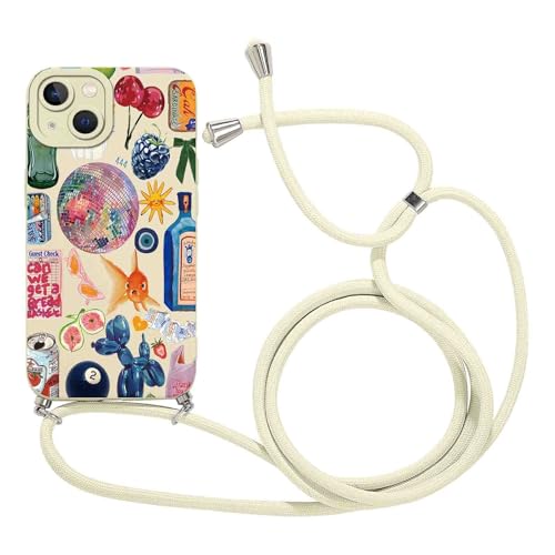 Yirlbey Handykette für iPhone 15 Hülle mit Band 6,1'', Aesthetic Collage Motiv Design Schutzhülle Weiß Silikon TPU Necklace Handyhülle für zum Umhängen Ultra Stoßfest Kameraschutz Bumper Case Yirlbey Handykette für iPhone 15 Hülle mit Band 6,1'', Aesthetic Collage Motiv Design Schutzhülle Weiß Silikon TPU Necklace Handyhülle für zum Umhängen Ultra Stoßfest Kameraschutz Bumper Case von Yirlbey