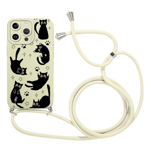 Yirlbey Handykette für iPhone 15 Pro Hülle mit Band 6,1'', Aesthetic Katze Motiv Design Schutzhülle Weiß Silikon TPU Necklace Handyhülle für zum Umhängen Ultra Stoßfest Kameraschutz Bumper Case Yirlbey Handykette für iPhone 15 Pro Hülle mit Band 6,1'', Aesthetic Katze Motiv Design Schutzhülle Weiß Silikon TPU Necklace Handyhülle für zum Umhängen Ultra Stoßfest Kameraschutz Bumper Case von Yirlbey