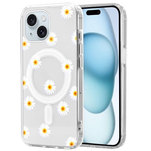 Yirlbey Magnetisch Handyhülle für iPhone 15 6,1" Hülle, Transparent Soft Aesthetic Blumen Motiv Case Kompatibel mit MagSafe Kabellosem Laden Stoßfeste Schutzhülle für Mädchen, Gänseblümchen Yirlbey Magnetisch Handyhülle für iPhone 15 6,1" Hülle, Transparent Soft Aesthetic Blumen Motiv Case Kompatibel mit MagSafe Kabellosem Laden Stoßfeste Schutzhülle für Mädchen, Gänseblümchen von Yirlbey