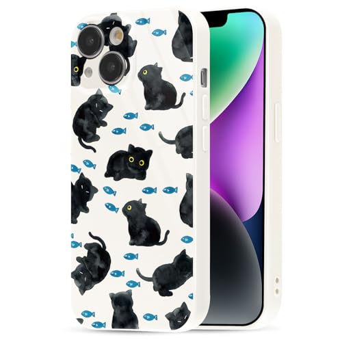 Yirlbey Handyhülle für iPhone 14 Hülle 6,1", Aesthetic Katze Fisch Muster Niedlich Design für Frauen Mädchen, Glitter Silikon Schutzhülle Stoßfest Cover Kratzfest Case für iPhone14, Cat Yirlbey Handyhülle für iPhone 14 Hülle 6,1", Aesthetic Katze Fisch Muster Niedlich Design für Frauen Mädchen, Glitter Silikon Schutzhülle Stoßfest Cover Kratzfest Case für iPhone14, Cat von Yirlbey