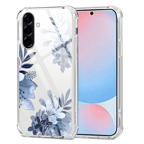 Yirlbey Transparent HandyHülle für Samsung Galaxy A56 Hülle Blumen, Aesthetic Flower Muster Niedlich Design Mädchen Geschenk Schutzhülle,Silikon PC-Rückseite Case Cover für Samsung A56 6,7",Blaue Yirlbey Transparent HandyHülle für Samsung Galaxy A56 Hülle Blumen, Aesthetic Flower Muster Niedlich Design Mädchen Geschenk Schutzhülle,Silikon PC-Rückseite Case Cover für Samsung A56 6,7",Blaue von Yirlbey