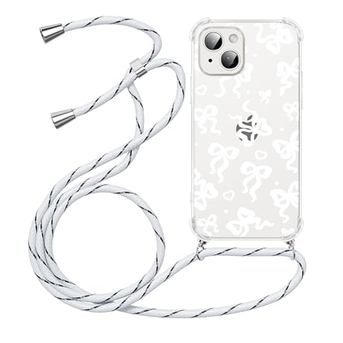 Yirlbey iPhone 15 6,1 Zoll Hülle Durchsichtig mit Band, Handyhülle zum Umhängen Handykette mit Schleifen Herz Weiß Motiv Aesthetic Muster, Stoßfest Dünn PC Transparent Clear Case Schnur Schutzhülle Yirlbey iPhone 15 6,1 Zoll Hülle Durchsichtig mit Band, Handyhülle zum Umhängen Handykette mit Schleifen Herz Weiß Motiv Aesthetic Muster, Stoßfest Dünn PC Transparent Clear Case Schnur Schutzhülle von Yirlbey
