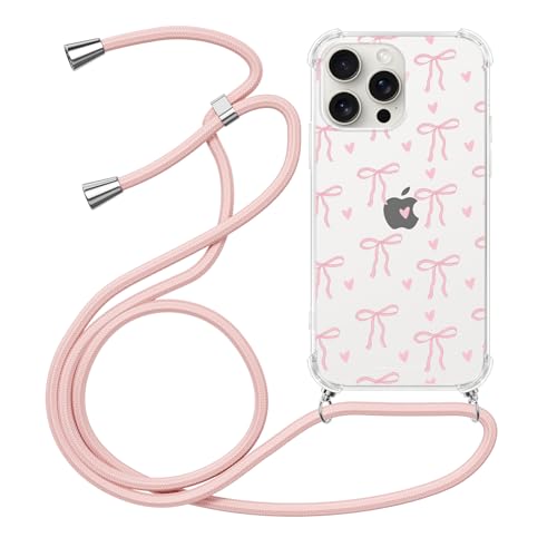 Yirlbey iPhone 15 Pro 6,1" Hülle Durchsichtig mit Band, Handyhülle zum Umhängen Handykette mit Schleifen Herz Rosa Motiv Aesthetic Muster, Stoßfest Dünn PC Transparent Clear Case Schnur Schutzhülle Yirlbey iPhone 15 Pro 6,1" Hülle Durchsichtig mit Band, Handyhülle zum Umhängen Handykette mit Schleifen Herz Rosa Motiv Aesthetic Muster, Stoßfest Dünn PC Transparent Clear Case Schnur Schutzhülle von Yirlbey