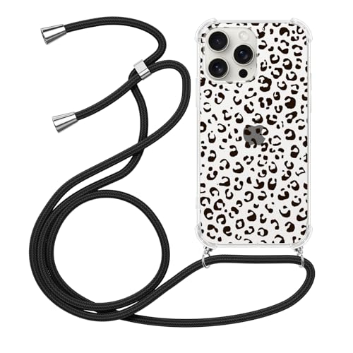 Yirlbey iPhone 15 Pro 6,1 Zoll Hülle Durchsichtig mit Band, Handyhülle zum Umhängen Handykette mit Leoparden Motiv Aesthetic Muster, Stoßfest Ultra Dünn PC Transparent Clear Case Schnur Schutzhülle Yirlbey iPhone 15 Pro 6,1 Zoll Hülle Durchsichtig mit Band, Handyhülle zum Umhängen Handykette mit Leoparden Motiv Aesthetic Muster, Stoßfest Ultra Dünn PC Transparent Clear Case Schnur Schutzhülle von Yirlbey