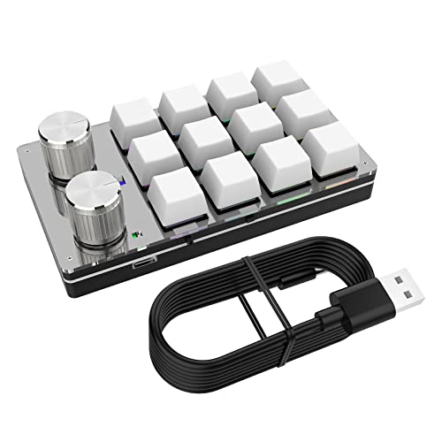 Yisawroy Einhand-Makro Mechanische Tastatur Tragbare USB Mini 12 für Schlüssel RGB Multifunktions Programmierbare Tastatur für w/2 Knopf fo von Yisawroy