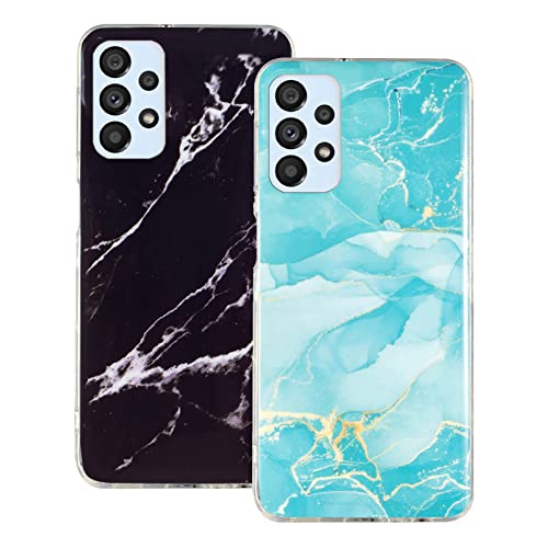 2 Stück Marmor Hülle entworfen für Samsung Galaxy A33 5G Weiche Slim TPU Handyhülle IMD Anti-Gelb Glitzer Hülle Stoßfeste Schutzhüllen - Schwarz + Blau 2 Stück Marmor Hülle entworfen für Samsung Galaxy A33 5G Weiche Slim TPU Handyhülle IMD Anti-Gelb Glitzer Hülle Stoßfeste Schutzhüllen - Schwarz + Blau von Yiscase