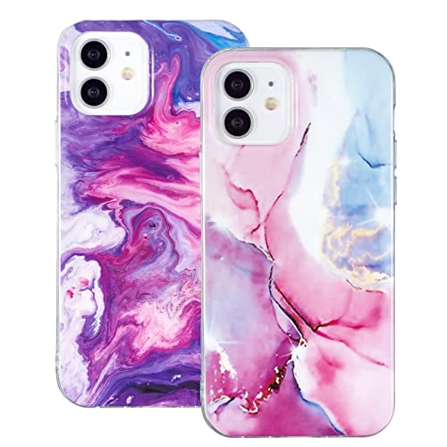 2 Stück Marmor Hülle entworfen für iPhone 12/iPhone 12 Pro Weiche Slim TPU Handyhülle IMD Anti-Gelb Glitzer Hülle Stoßfeste Schutzhüllen - Lila + Rosa 2 Stück Marmor Hülle entworfen für iPhone 12/iPhone 12 Pro Weiche Slim TPU Handyhülle IMD Anti-Gelb Glitzer Hülle Stoßfeste Schutzhüllen - Lila + Rosa von Yiscase