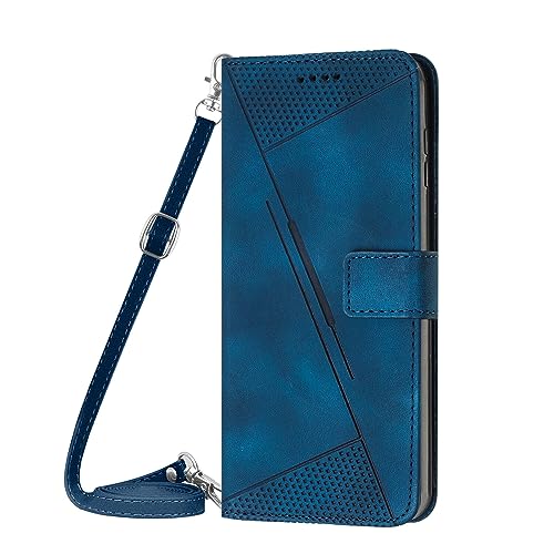 Crossbody-Schutzhülle für Samsung Galaxy S8, magnetische Klapphülle mit Standfunktion, PU-Leder, Reißverschluss, Handtaschen-Schutzhülle mit abnehmbarem Umhängeband, Blau von Yiscase