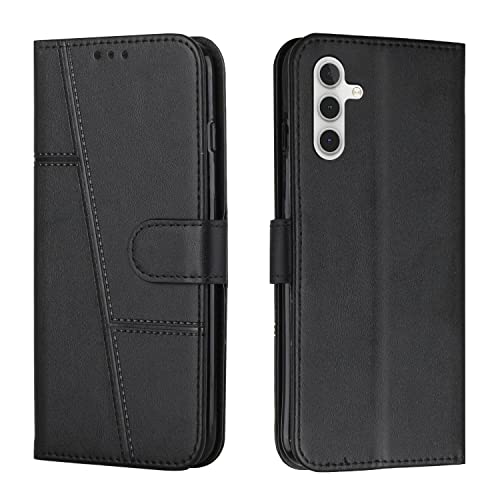 Handyhülle für Samsung Galaxy A14 5G/A14 4G Hülle Premium Leder Flip Klappbare Stoßfeste Magnetische [Standfunktion] [Kartenfächern] Schutzhülle -Schwarz von Yiscase