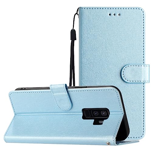 Hülle Kompatible für Samsung Galaxy S9 Plus, Premium Leder Ständer Funktion Kartenfach Handyhülle Flip Case Brieftasche Schutzhülle Magnetic Cover, Blau von Yiscase