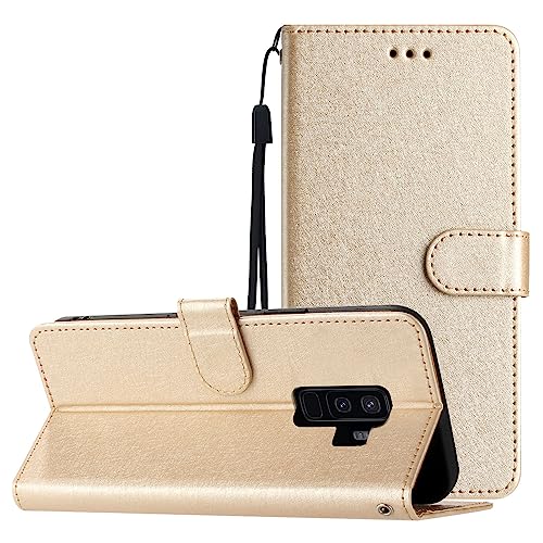 Hülle Kompatible für Samsung Galaxy S9 Plus, Premium Leder Ständer Funktion Kartenfach Handyhülle Flip Case Brieftasche Schutzhülle Magnetic Cover, Gold von Yiscase