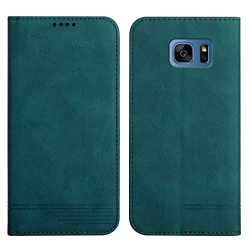 Klapphülle Kompatible für Samsung Galaxy S7, Einfarbig PU Lederhülle Weich TPU Handyhülle mit Kartenfach Stark Magnetverschluss Flip Case -Grün Klapphülle Kompatible für Samsung Galaxy S7, Einfarbig PU Lederhülle Weich TPU Handyhülle mit Kartenfach Stark Magnetverschluss Flip Case -Grün von Yiscase