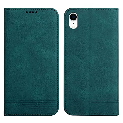 Kompatibel für iPhone XR Wallet Case Skin Feel Strong Magnetic Leather Case Card Slots Kickstand Business Flip Case with Wrist Strap - Grün Kompatibel für iPhone XR Wallet Case Skin Feel Strong Magnetic Leather Case Card Slots Kickstand Business Flip Case with Wrist Strap - Grün von Yiscase