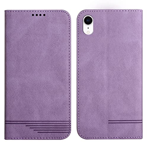 Kompatibel für iPhone XR Wallet Case Skin Feel Strong Magnetic Leather Case Card Slots Kickstand Business Flip Case with Wrist Strap - Purple Kompatibel für iPhone XR Wallet Case Skin Feel Strong Magnetic Leather Case Card Slots Kickstand Business Flip Case with Wrist Strap - Purple von Yiscase