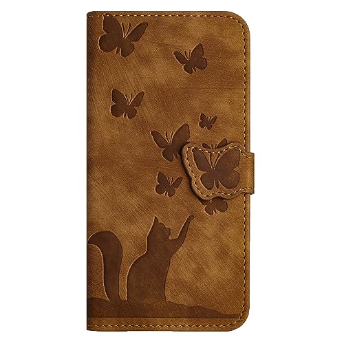 Kompatibel mit iPhone 6 7 8 Wallet Case mit Kartenhalter | 3D bemalte Katze Schmetterling PU Leder Flip Case | Magnetverschluss Stoßfest TPU Schale Kickstand Cover | Braun Kompatibel mit iPhone 6 7 8 Wallet Case mit Kartenhalter | 3D bemalte Katze Schmetterling PU Leder Flip Case | Magnetverschluss Stoßfest TPU Schale Kickstand Cover | Braun von Yiscase