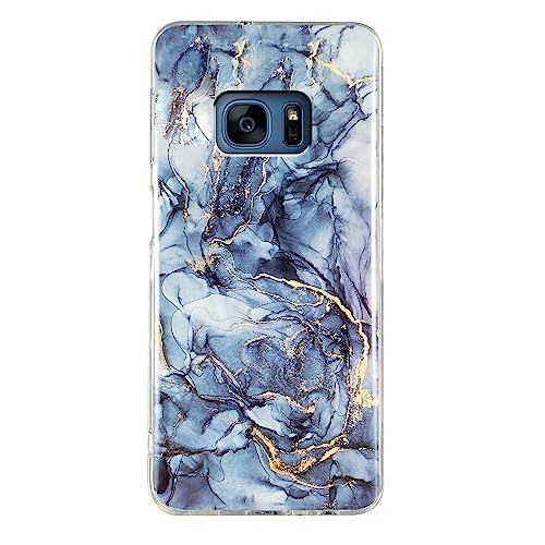 Marmor Hülle für Samsung Galaxy S7 Handyhülle, TPU Silikon Cover Glitzer Schutzhülle mit Floral Marble Muster Ultra Dünn Flexibel Bumper Case - Grau von Yiscase