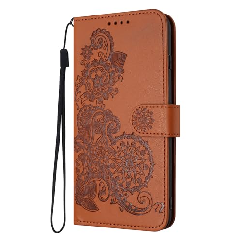 Schutzhülle mit Blumenmuster, geeignet für iPhone 13 Mini, Vintage-Stil, PU-Leder, Brieftasche, Kartenfächer, Magnetschnalle, Ständer, Handyhülle, Braun Schutzhülle mit Blumenmuster, geeignet für iPhone 13 Mini, Vintage-Stil, PU-Leder, Brieftasche, Kartenfächer, Magnetschnalle, Ständer, Handyhülle, Braun von Yiscase