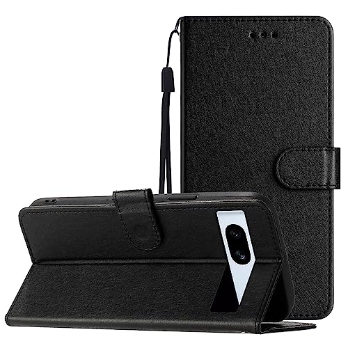 Schutzhülle für Google Pixel 7A, PU-Leder, magnetisch, einfarbig, integrierter Ständer, Kartenhalter, Schwarz Schutzhülle für Google Pixel 7A, PU-Leder, magnetisch, einfarbig, integrierter Ständer, Kartenhalter, Schwarz von Yiscase