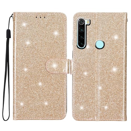 Schutzhülle für Redmi Note 8T, Glitzer, PU-Leder, TPU-Stoßdämpfer, Kartenhalter, Ständer, Handschlaufe, glänzend, glitzernd, goldfarben Schutzhülle für Redmi Note 8T, Glitzer, PU-Leder, TPU-Stoßdämpfer, Kartenhalter, Ständer, Handschlaufe, glänzend, glitzernd, goldfarben von Yiscase
