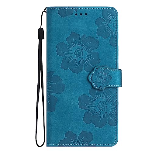 Schutzhülle für Samsung Galaxy A15 mit Blumenmuster, PU-Leder, Brieftaschen-Schutzhülle mit Ständer, Kartenfächern, Handschlaufe, Blumenmuster, Magnetverschluss, Foilo-Hülle, Blau Schutzhülle für Samsung Galaxy A15 mit Blumenmuster, PU-Leder, Brieftaschen-Schutzhülle mit Ständer, Kartenfächern, Handschlaufe, Blumenmuster, Magnetverschluss, Foilo-Hülle, Blau von Yiscase