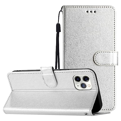 Schutzhülle für iPhone 11 Pro | Hautgefühl PU-Leder Magnet-Klapphülle | einfarbiger eingebauter Ständer mit Kartenhalter | Silber Schutzhülle für iPhone 11 Pro | Hautgefühl PU-Leder Magnet-Klapphülle | einfarbiger eingebauter Ständer mit Kartenhalter | Silber von Yiscase