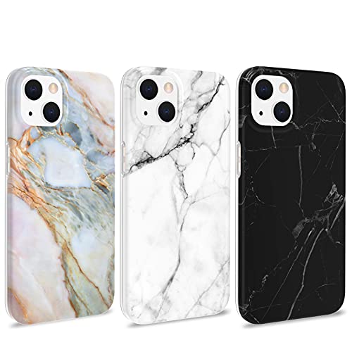 Yiscase 2022 Marmor Hülle Kompatibel mit iPhone 13 Hülle Marmor Silikon Matt, [3 Stück] Weich TPU Handyhülle Ultra Dünn Flexible Marble Case für iPhone 13, 6.1''(2021) - Weiß, Schwarz,Grau von Yiscase