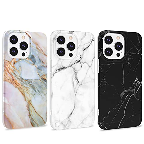 Yiscase 3 Stück Marmor Hülle Kompatibel mit iPhone 14 Pro Max Hülle Marmor Silikon Matt, Weich TPU Handyhülle Ultra Dünn Flexible Marble Case für iPhone 14 Pro Max, 6.7'' (2022) - Weiß, Schwarz,Grau von Yiscase