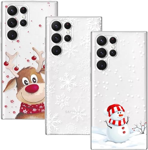 Yiscase 3 Stück Xmas Handyhülle Kompatibel mit Samsung Galaxy S23 Ultra Hülle Weihnachten Transparent Handyhülle Ultra Dünn Silikonhülle TPU Bumper Cover - Elch, Schneeflocke, Schneemann Yiscase 3 Stück Xmas Handyhülle Kompatibel mit Samsung Galaxy S23 Ultra Hülle Weihnachten Transparent Handyhülle Ultra Dünn Silikonhülle TPU Bumper Cover - Elch, Schneeflocke, Schneemann von Yiscase