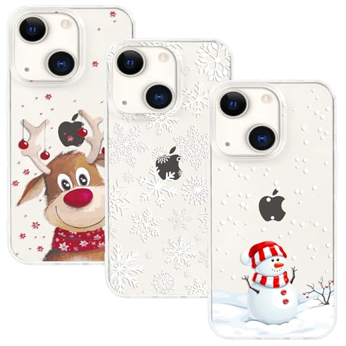 Yiscase 3 Stück Xmas Handyhülle Kompatibel mit iPhone 13 Mini Hülle Weihnachten Transparent Handyhülle Ultra Dünn Silikonhülle TPU Bumper Cover - Elch, Schneeflocke, Schneemann Yiscase 3 Stück Xmas Handyhülle Kompatibel mit iPhone 13 Mini Hülle Weihnachten Transparent Handyhülle Ultra Dünn Silikonhülle TPU Bumper Cover - Elch, Schneeflocke, Schneemann von Yiscase