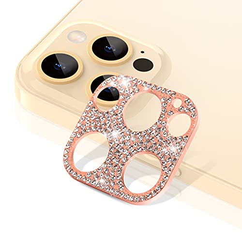 Yiscase Glitzer Kamera Linse Schutzfolie Kompatibel mit iPhone 12 Pro Max, Diamant Kamera Objektivschutz Dekorationen Linse Protector Cover für iPhone 12 Pro Max Kameraschutz Glitzer, Roségold von Yiscase