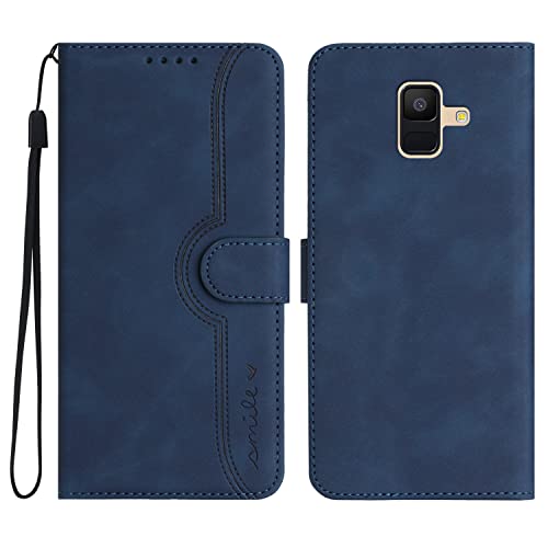 Yiscase Handyhülle für Samsung Galaxy J6 2018 Hülle Premium PU Leder Flip Case mit Kartenfächern Brieftasche Standfuntion stoßfeste Silikonhülle Lächeln Ledertasche - Saphirblau Yiscase Handyhülle für Samsung Galaxy J6 2018 Hülle Premium PU Leder Flip Case mit Kartenfächern Brieftasche Standfuntion stoßfeste Silikonhülle Lächeln Ledertasche - Saphirblau von Yiscase
