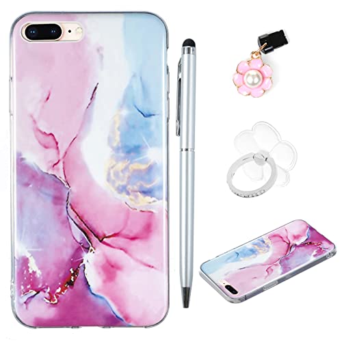 Yiscase Hülle Kompatible für iPhone 7 Plus/iPhone 8 Plus/iPhone 6 Plus Marmor Hülle, Marmor Handyhülle mit 360 Grad Ring Ständer Ultra Dünn Soft TPU Bumper Marmor Handyhülle mit Stift - Rosa Yiscase Hülle Kompatible für iPhone 7 Plus/iPhone 8 Plus/iPhone 6 Plus Marmor Hülle, Marmor Handyhülle mit 360 Grad Ring Ständer Ultra Dünn Soft TPU Bumper Marmor Handyhülle mit Stift - Rosa von Yiscase