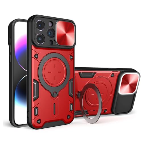 Yiscase Schutzhülle für iPhone 15 Pro Max mit drehbarer Ringhalterung, kompatibel mit MagSafe, stoßfeste Hülle mit Schiebe-Kamera-Abdeckung, magnetische Schutzhülle für Autohalterung, Rot Yiscase Schutzhülle für iPhone 15 Pro Max mit drehbarer Ringhalterung, kompatibel mit MagSafe, stoßfeste Hülle mit Schiebe-Kamera-Abdeckung, magnetische Schutzhülle für Autohalterung, Rot von Yiscase
