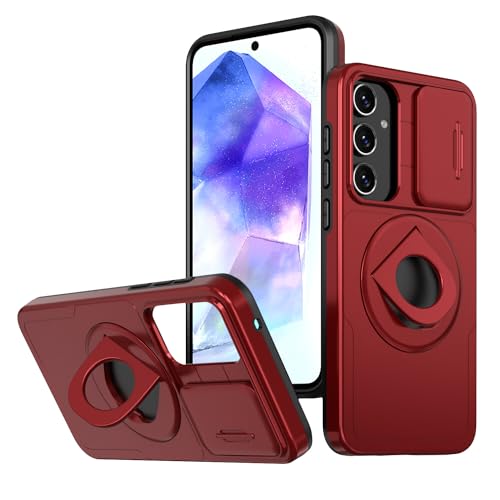 Yiscase Kameraschutz Handyhülle für Samsung Galaxy A35 5G Hülle | Robust Handyhülle Bumper Case Schutzhülle kompatibel mit MagSafe mit Metal Ring Ständer | Rot von Yiscase