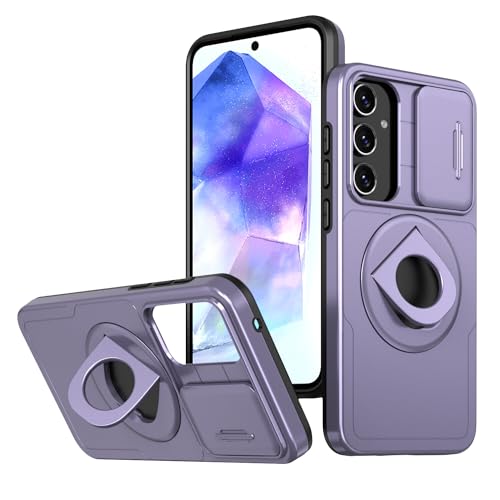 Yiscase Kameraschutz Handyhülle für Samsung Galaxy A55 5G Hülle | Robust Handyhülle Bumper Case Schutzhülle kompatibel mit MagSafe mit Metal Ring Ständer | Lila von Yiscase
