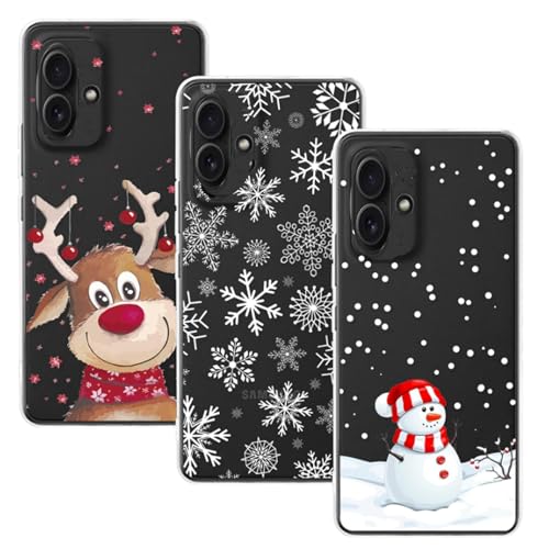 Yiscase Schutzhülle für iPhone 16, Damen, Mädchen, Herren, Flüssigsilikon, dünn, weich, TPU, niedlich, transparent, Elch, Schneemann, Schneeflocke, geprägt, 15,5 cm, 3 Stück Yiscase Schutzhülle für iPhone 16, Damen, Mädchen, Herren, Flüssigsilikon, dünn, weich, TPU, niedlich, transparent, Elch, Schneemann, Schneeflocke, geprägt, 15,5 cm, 3 Stück von Yiscase