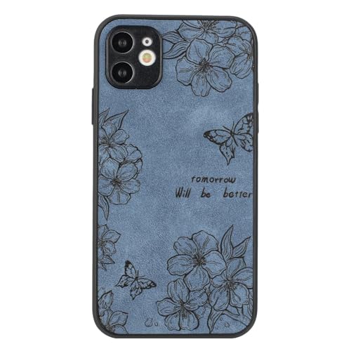 Yiscase TPU-Hülle, kompatibel mit iPhone 11, Sakura-Blumenmuster, für Damen und Mädchen, schützende Handyhülle, harte Rückseite aus Polycarbonat mit Silikon-Stoßdämpfer, stoßfest, Sakura-Blau von Yiscase