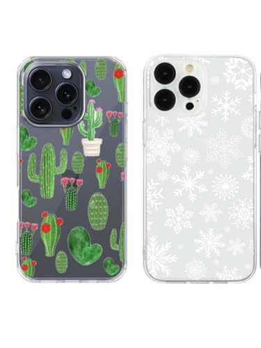 Yiscase Weihnachts-Schutzhülle für iPhone 13 Mini, für Damen, Mädchen, Herren, Flüssigsilikon, dünn, weich, TPU, niedlich, transparent, Schneeflocke, kleiner Kaktus, geprägt, 2 Stück Yiscase Weihnachts-Schutzhülle für iPhone 13 Mini, für Damen, Mädchen, Herren, Flüssigsilikon, dünn, weich, TPU, niedlich, transparent, Schneeflocke, kleiner Kaktus, geprägt, 2 Stück von Yiscase