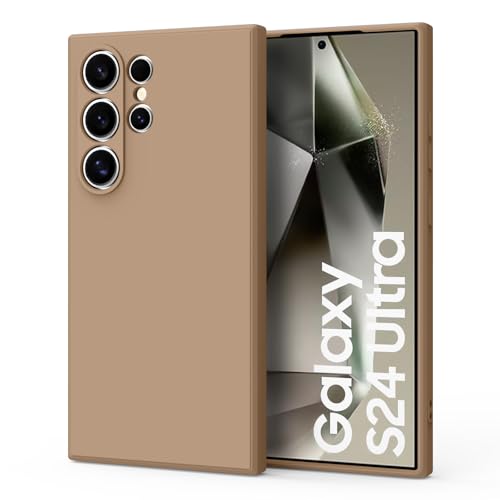 Silikon Hülle für Samsung Galaxy S24 Ultra Hülle, seidig-weiche Touch Gel Gummi Cover Vollschutz Stoßfest Liquid Bumper Cover für Samsung S24 Ultra 5G Braun von Yisica