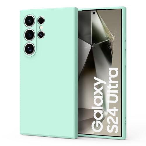 Silikon Hülle für Samsung Galaxy S24 Ultra Hülle, seidig-weiche Touch Gel Gummi Cover Vollständige Schutzhülle Stoßfest Liquid Bumper Cover für Samsung S24 Ultra 5G Hellblau von Yisica