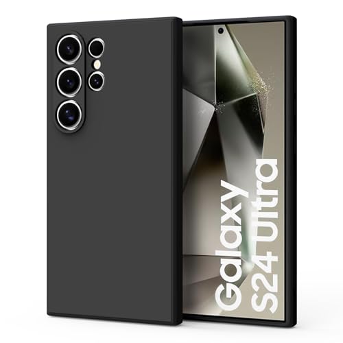 Silikon Hülle für Samsung Galaxy S24 Ultra Hülle, seidig-weiche Touch Gel Gummi Cover Vollständige Schutzhülle Stoßfest Liquid Bumper Cover für Samsung S24 Ultra 5G Schwarz von Yisica