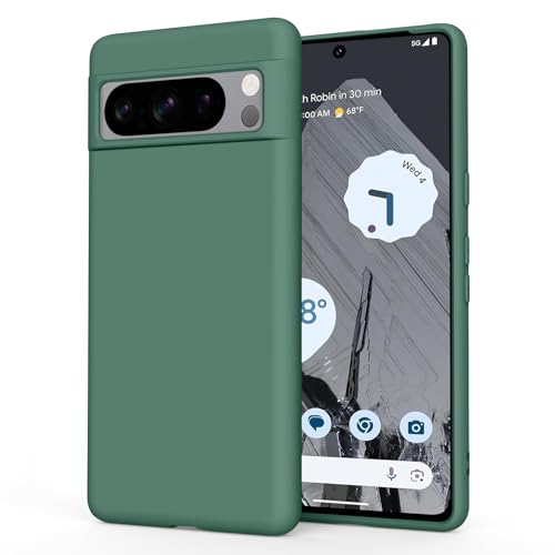 Silikon-Schutzhülle für Google Pixel 8 Pro (2023), seidig-weiche Gummi-Abdeckung, Rundumschutz, Anti-Fingerabdruck, staubdicht, stoßfest, kratzfest, für Google Pixel 8 Pro 5G, Dunkelgrün von Yisica