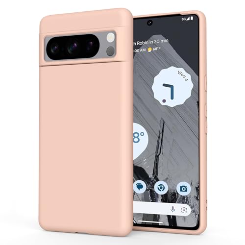Silikon-Schutzhülle für Google Pixel 8 Pro (2023), seidig-weiche Gummi-Abdeckung, Rundumschutz, Anti-Fingerabdruck, staubdicht, stoßfest, kratzfest, für Google Pixel 8 Pro 5G, Rosa Sand von Yisica