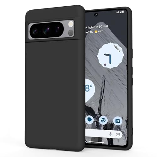 Silikon-Schutzhülle für Google Pixel 8 Pro (2023), seidig-weiche Gummi-Abdeckung, Rundumschutz, Anti-Fingerabdruck, staubdicht, stoßfest, kratzfest, für Google Pixel 8 Pro 5G, Schwarz von Yisica