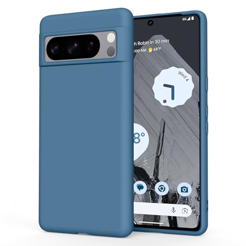 Silikon-Schutzhülle für Google Pixel 8 Pro (2023), seidig-weiche Gummi-Hülle, Rundumschutz, Anti-Fingerabdruck, staubdicht, stoßfest, kratzfest, für Google Pixel 8 Pro 5G, Marineblau von Yisica