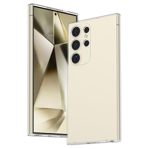 Transparente Schutzhülle für Samsung Galaxy S24 Ultra, seidig-weiche Gel-Gummi-Hülle, vollständiger Schutz, stoßfest, gelb, kratzfest, für Galaxy S24 Ultra 5G von Yisica
