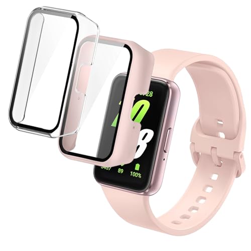 Yisica [2 Pack] Harte PC-Hüllen für Samsung Galaxy Fit 3 Displayschutzfolie, vollständige Abdeckung, Rundumschutz, Stoßfängerabdeckung für Samsung Fit 3, Displayschutzfolie, Zubehör von Yisica