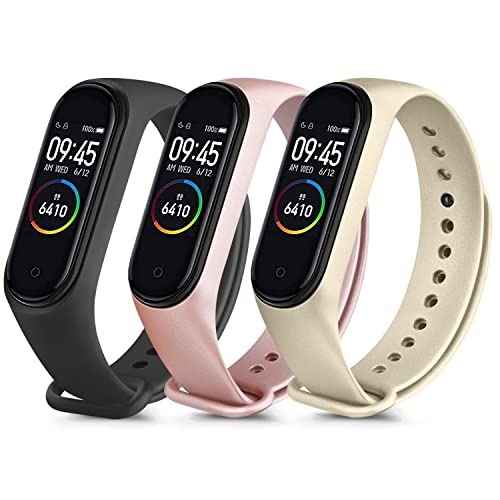 Yisica Armband für Xiaomi Mi Band 4 / Xiaomi Mi Band 3, Ersatzbänder Silikon Sport Wasserdicht für Xiaomi Mi Band 4 / Mi Band 3 (Einheitsgröße, Schwarz/Roségold/Gold) von Yisica